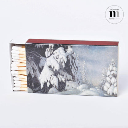 tändsticksask med målning av snö från Nationalmuseum