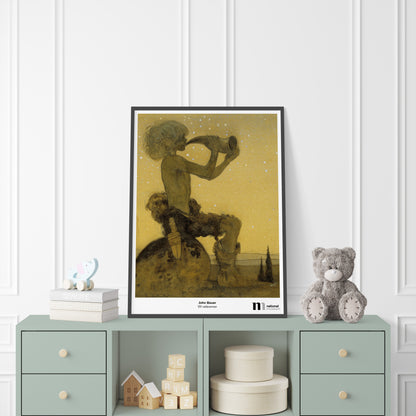 Poster med John Bauers Vill vallareman på en byrå i ett barnrum