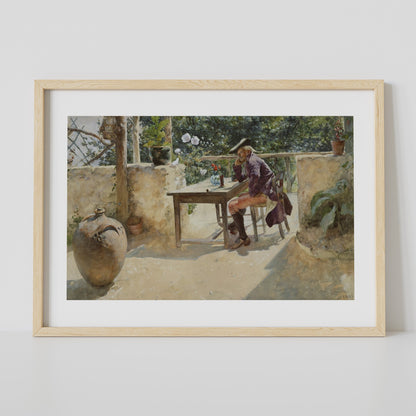 Poster med Vinet av Carl Larsson från utställningen trädgården på Nationalmuseum