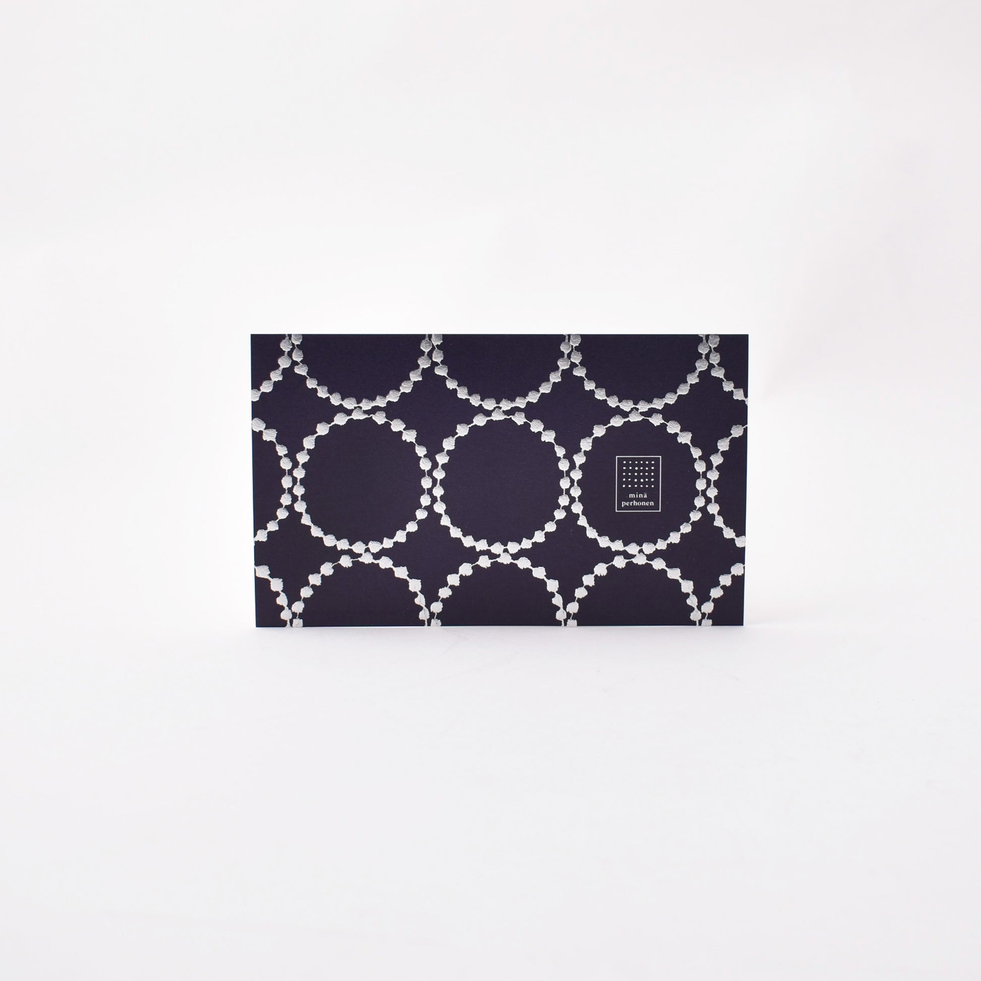 mörkblått och silvrigt vykort från minä perhonen