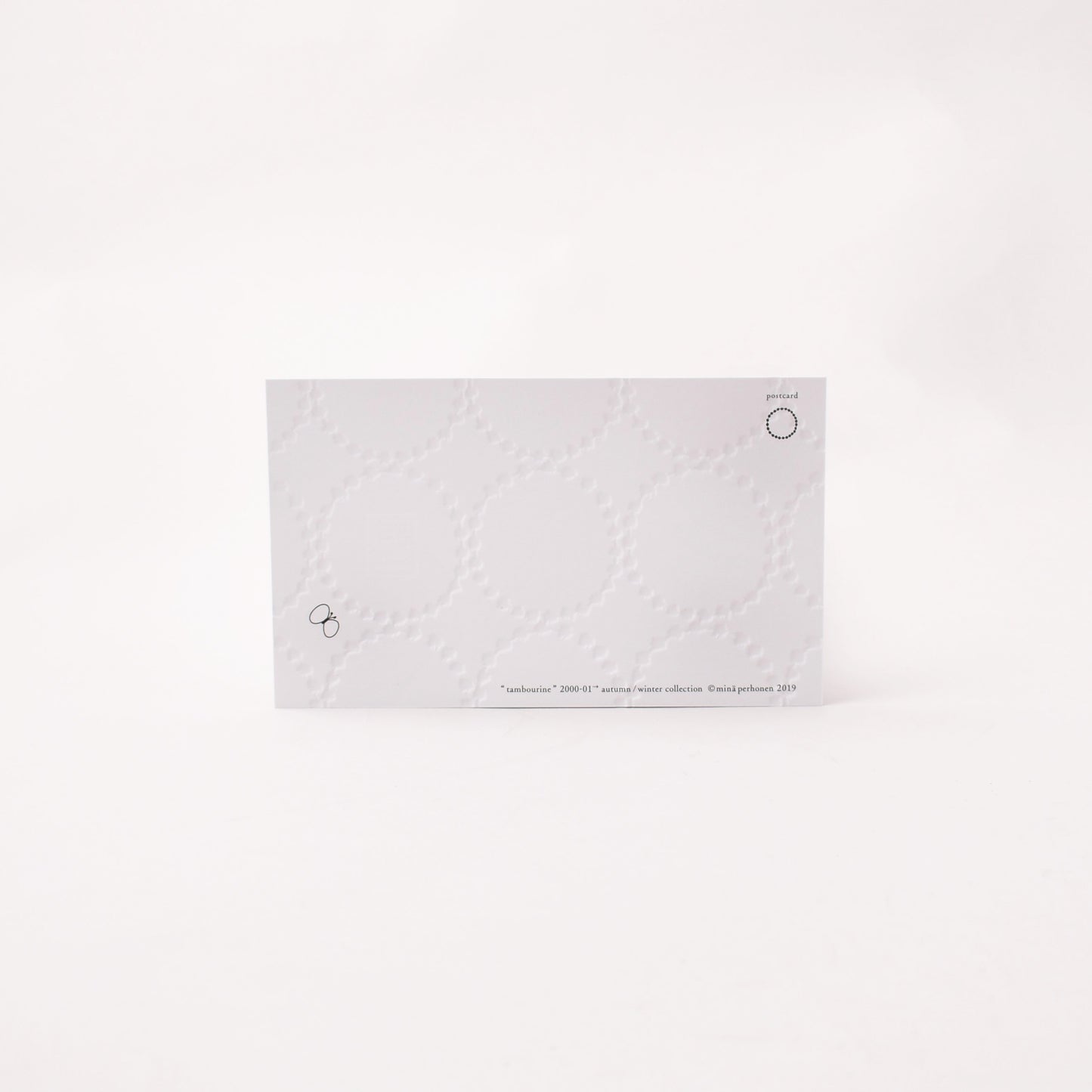 baksida av vykortet Tambourine från minä perhonen