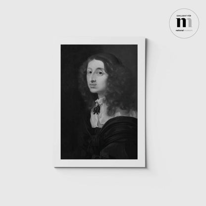 Svartvitt vykort i A5 med Drottning Kristina från NAtionalmuseum