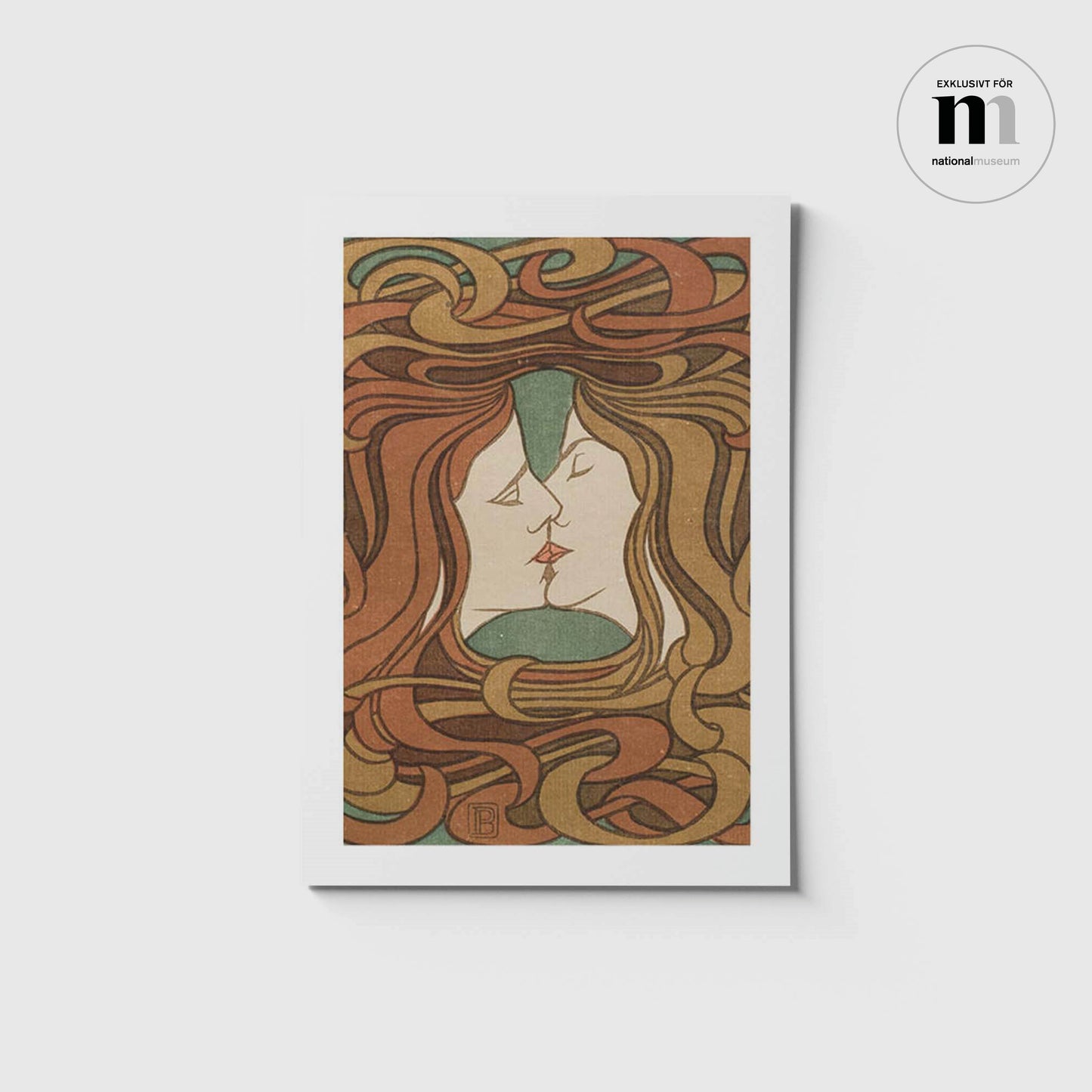 Stort vykort med motiv av Peter Behrens Kyssen från Nationalmuseum