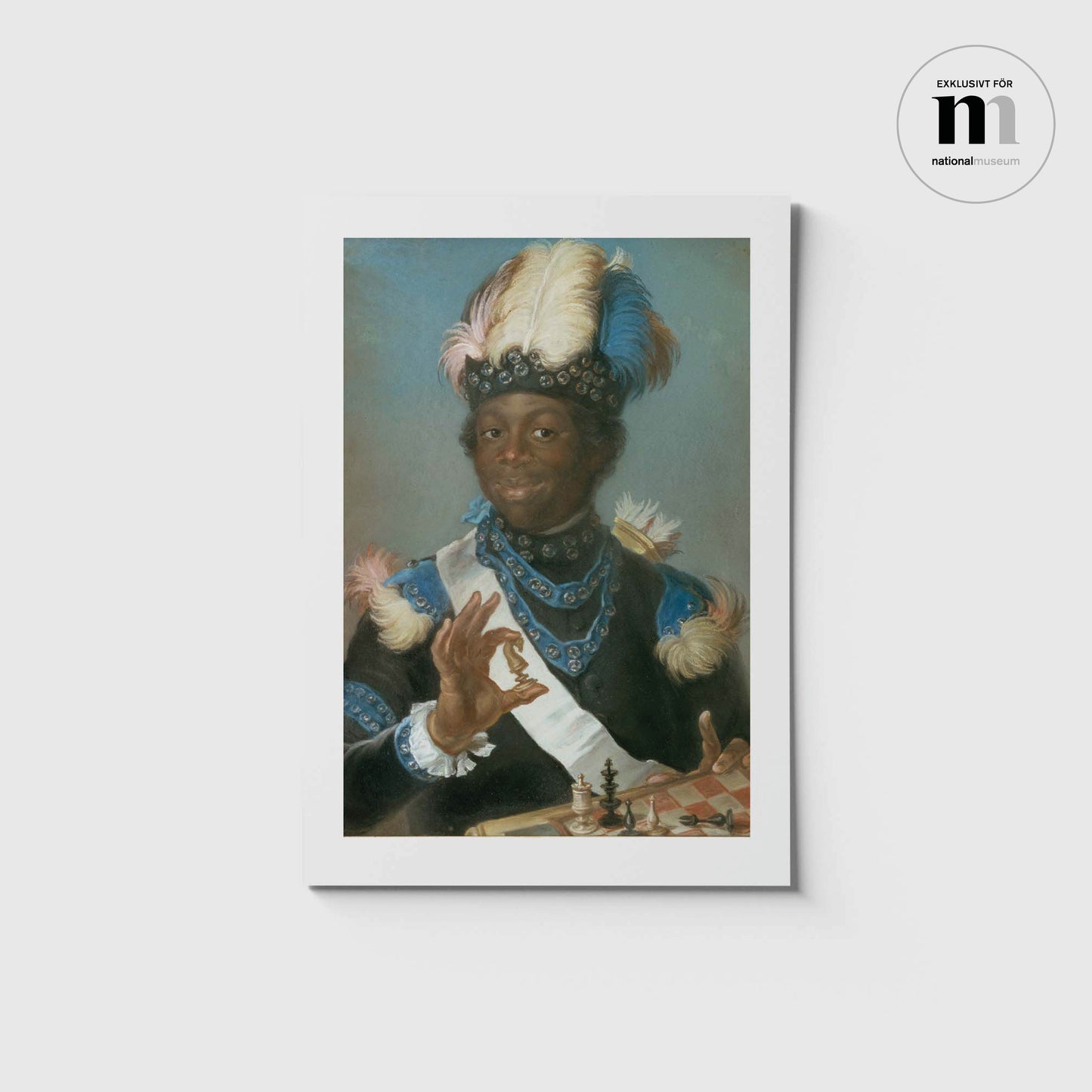 vykort i A5 format med porträttet Badin från utställning på Nationalmuseum
