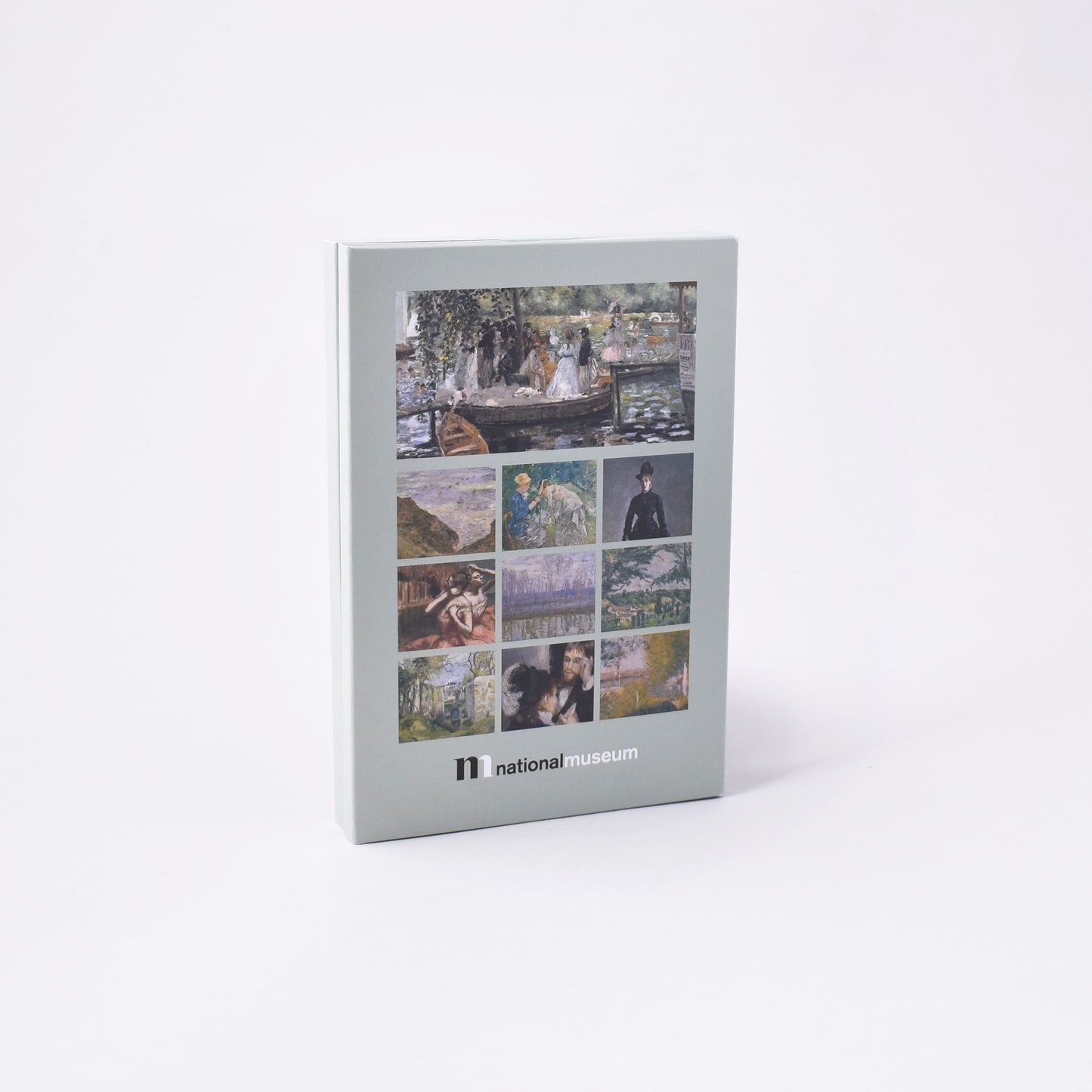 baksida av mapp med tio motiv av impressionster från Nationalmuseum