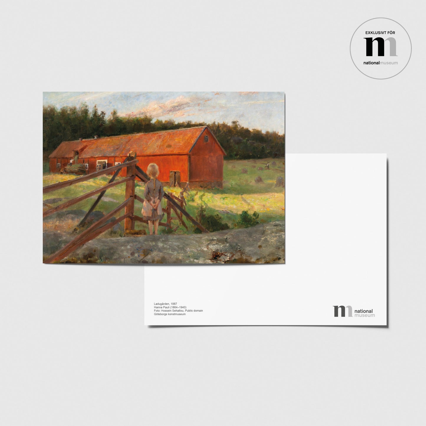 vykort med Hanna Paulis målning Ladugården