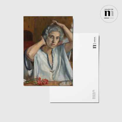 vykort med Hanna Paulis självporträtt från Rom