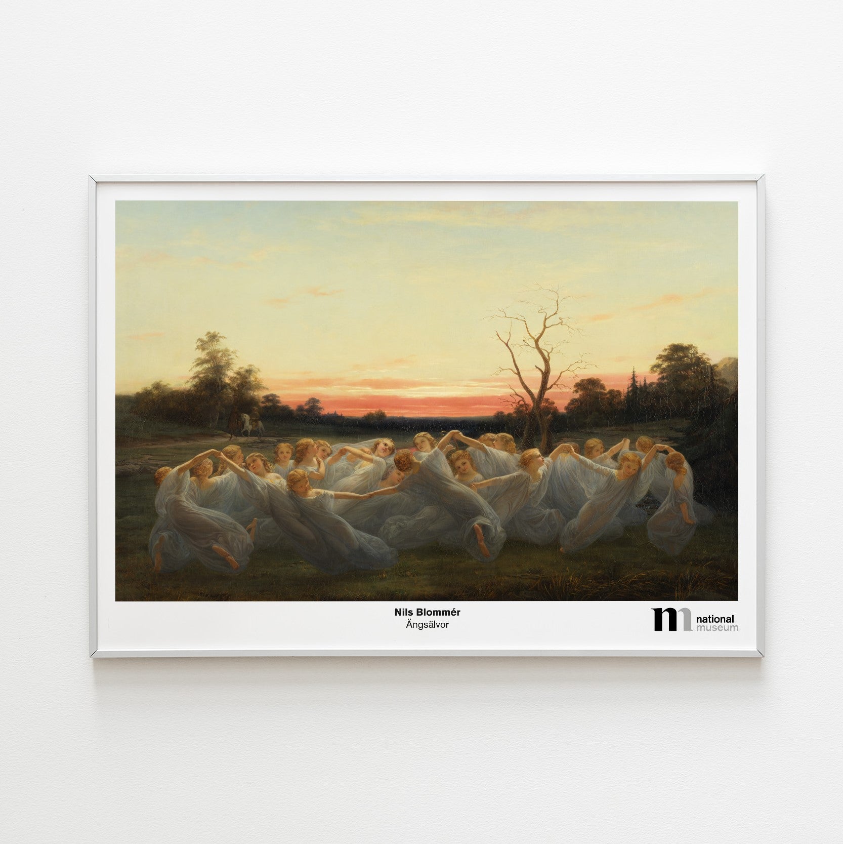 poster i vit ram med målningen ängsälvor från Nationalmuseum
