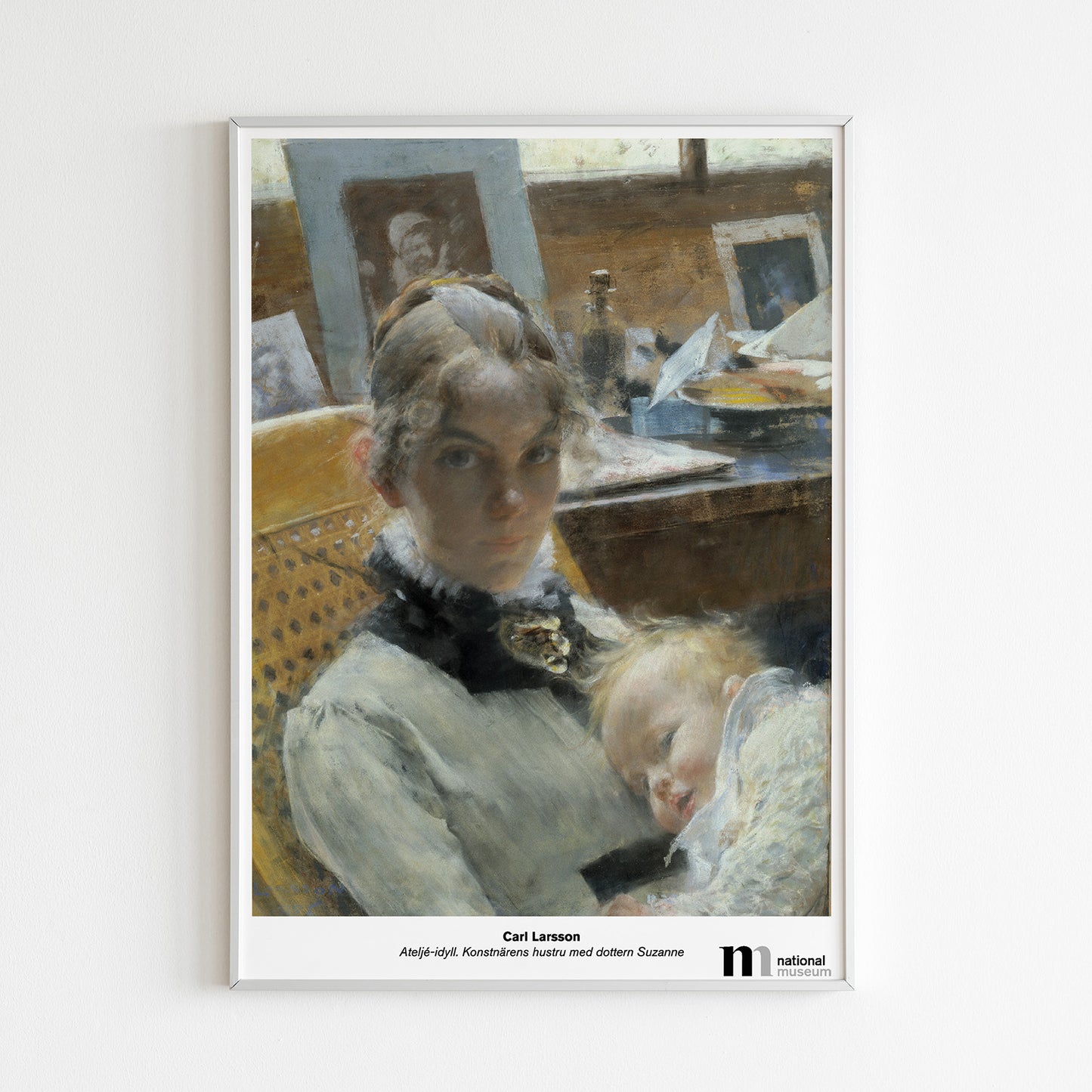poster med Ateljéidyll från Nationalmuseum i vit ram