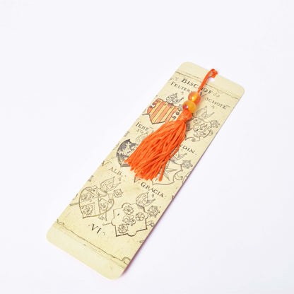 Bokmärke med motiv av heraldiska vapen med en orange tofs