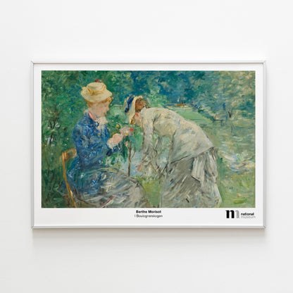 Poster med målningen Boulognerskogen från Nationalmuseum i vit ram