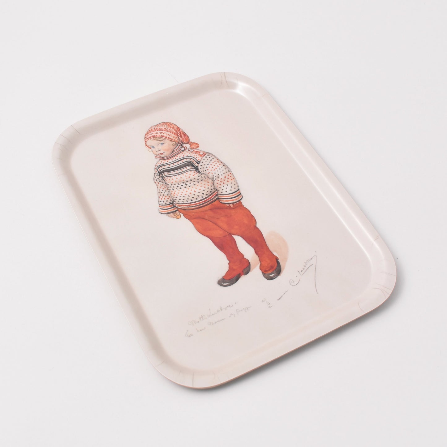 Bricka med målningen Matts Larsson av Carl Larsson från Nationalmuseum