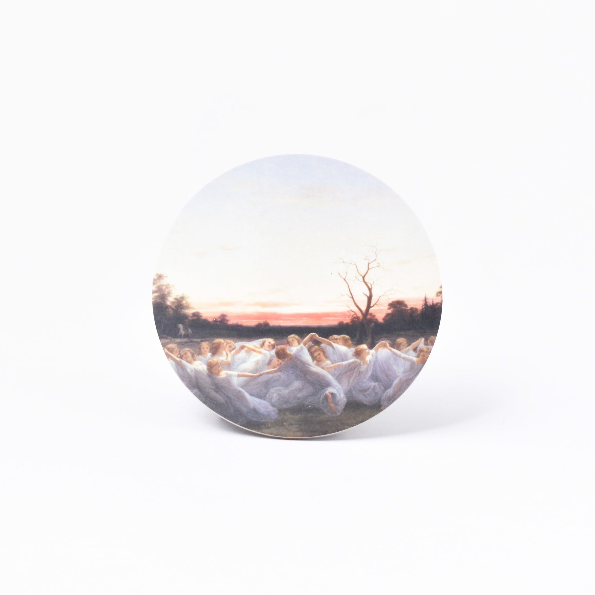 runt coaster med konstmotivet Ängsälvor