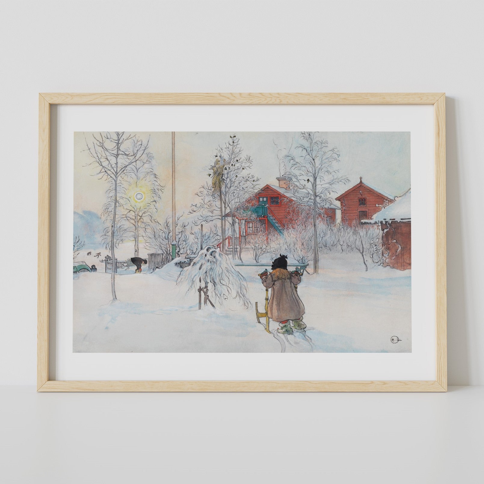 Poster med Carl Larssons Gården och Brygghuset i träram