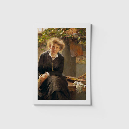 Stort konstkort med motiv av konstnären Jeanna Bauck målat av Bertha Wegmann