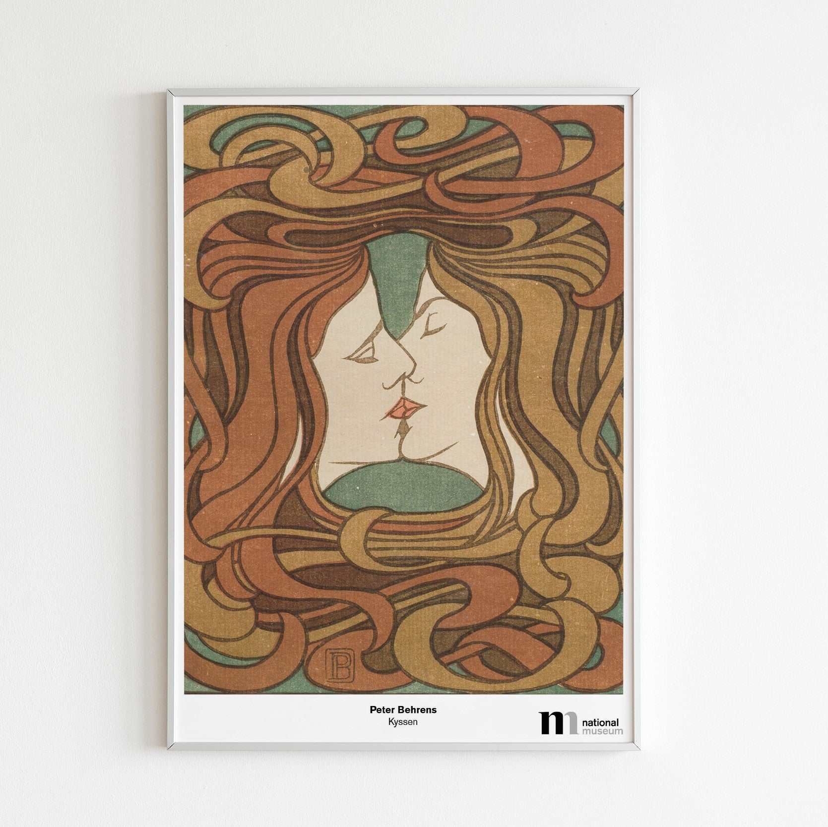 Poster med Kyssen från Nationalmuseum i vit ram
