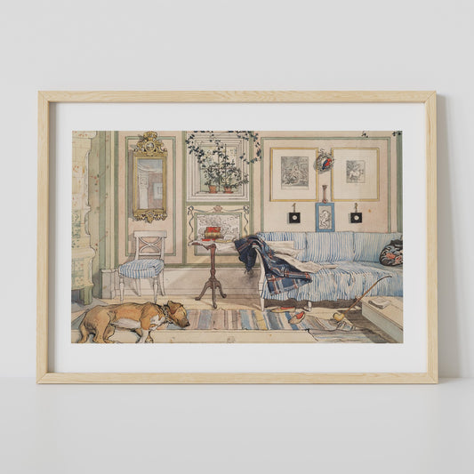 Poster med Carl Larssons Lathörnet från Nationalmuseum i träram