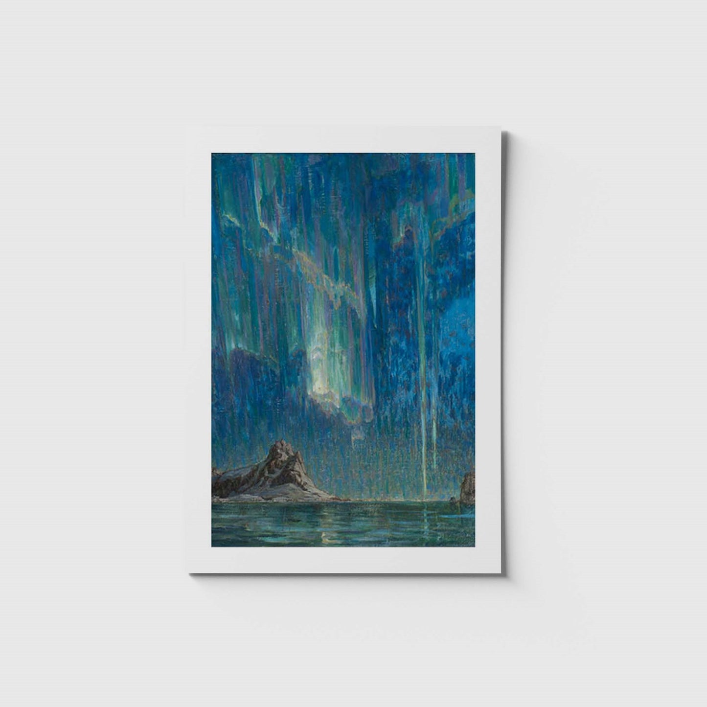 Stort vykort med Anna Bobergs målning Norrsken