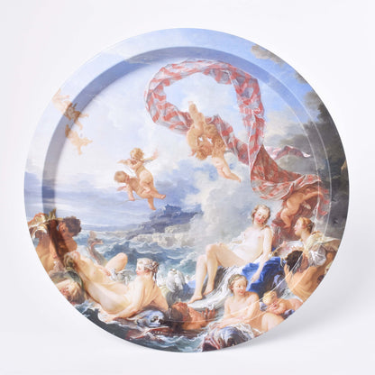 Rund plåtbricka med motiv av François Bouchers Venius Triumf