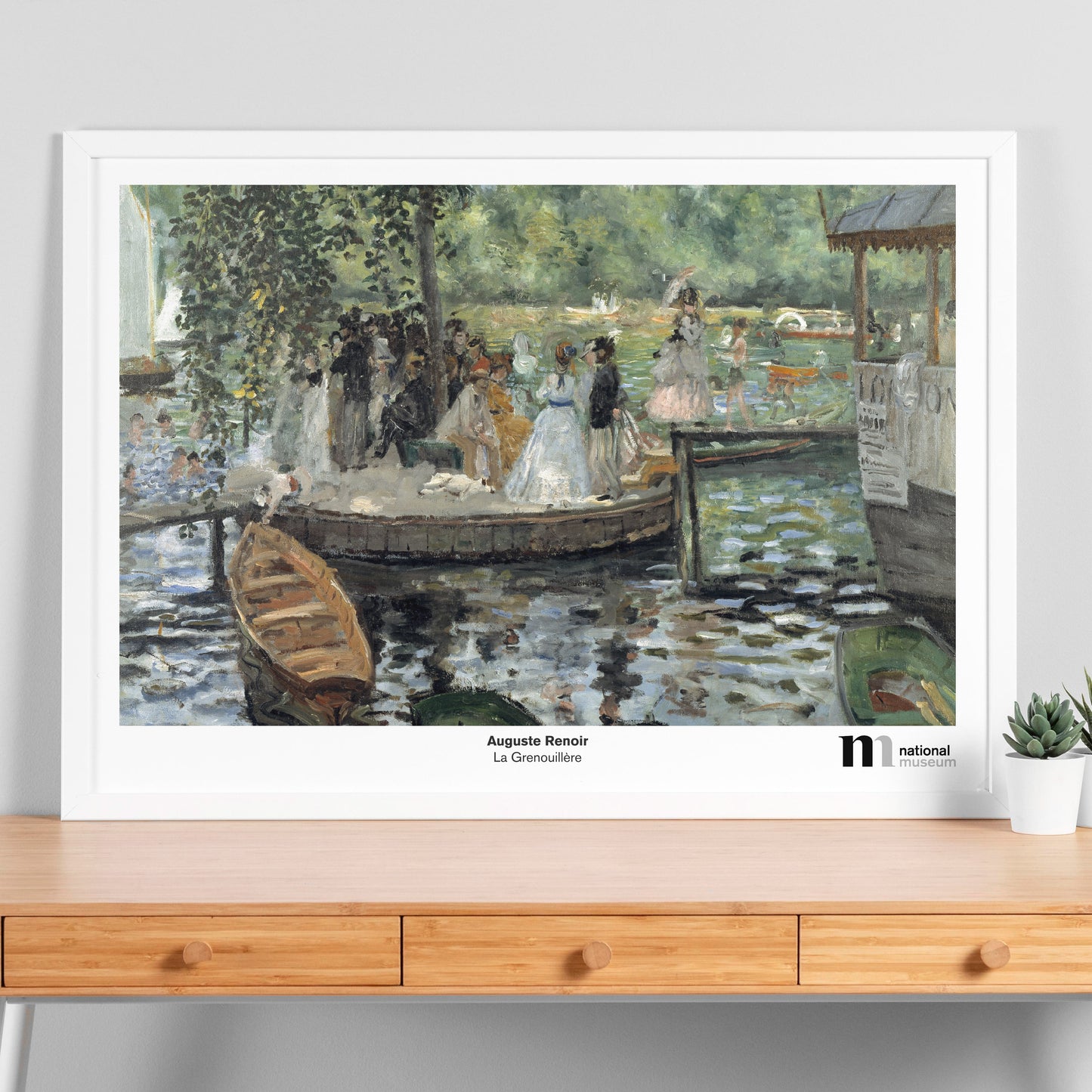 Liggande poster med renoirs impressionistiska målning i vit ram