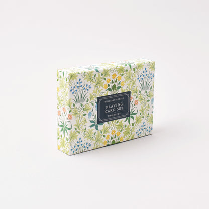 Blommig ask med spelkort inspirerade av William Morris mönster