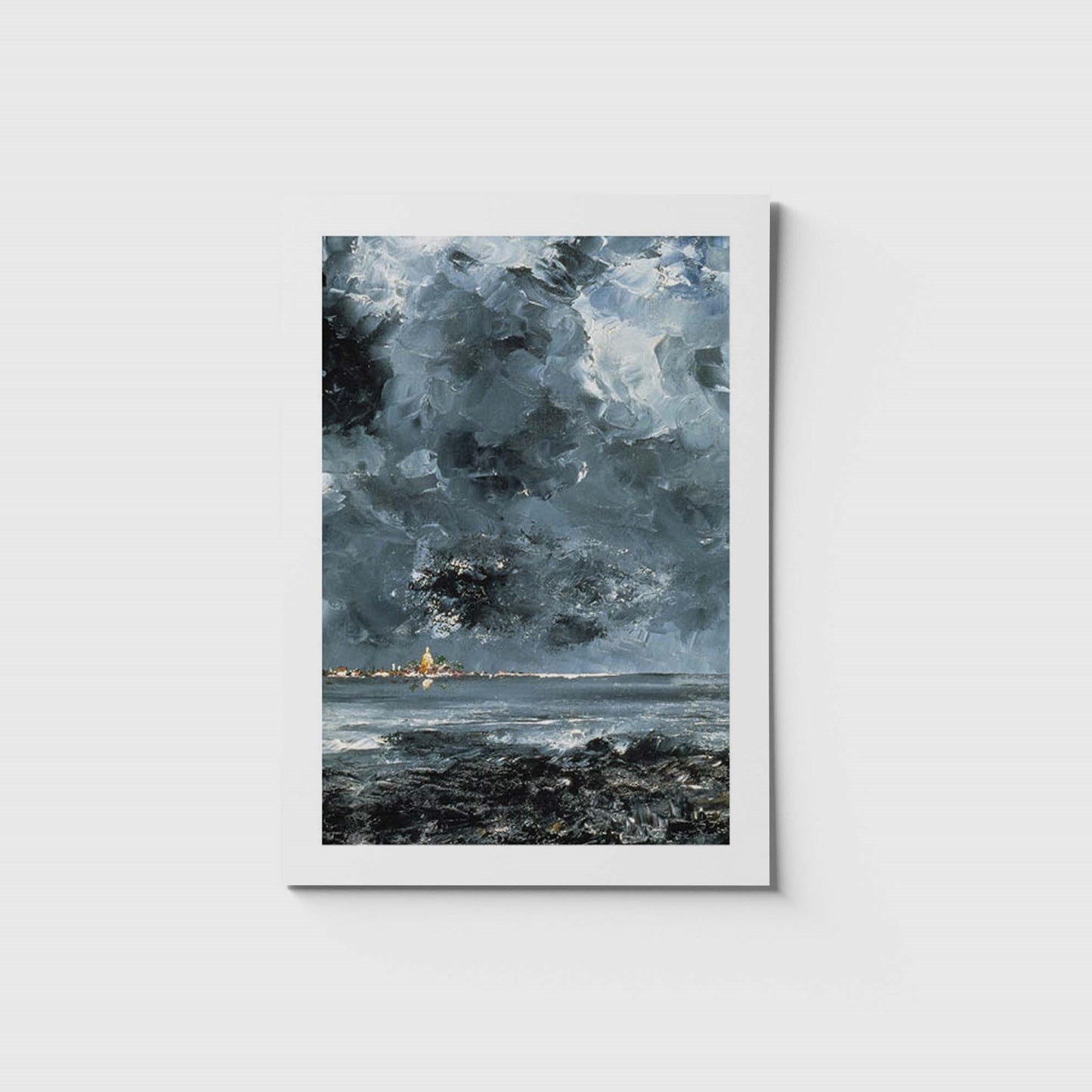 Stort vykort med motiv av August Strindbergs målning Staden