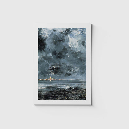 Stort vykort med motiv av August Strindbergs målning Staden