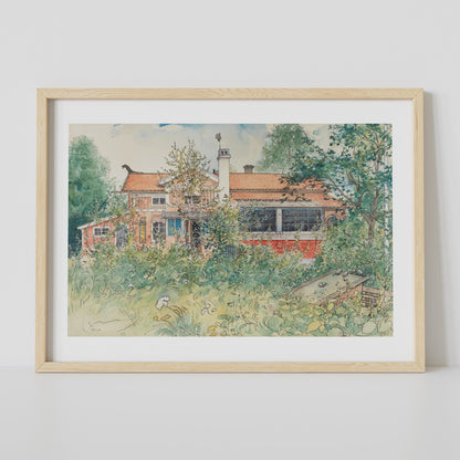 Poster med Carl Larssons Stugan i träram