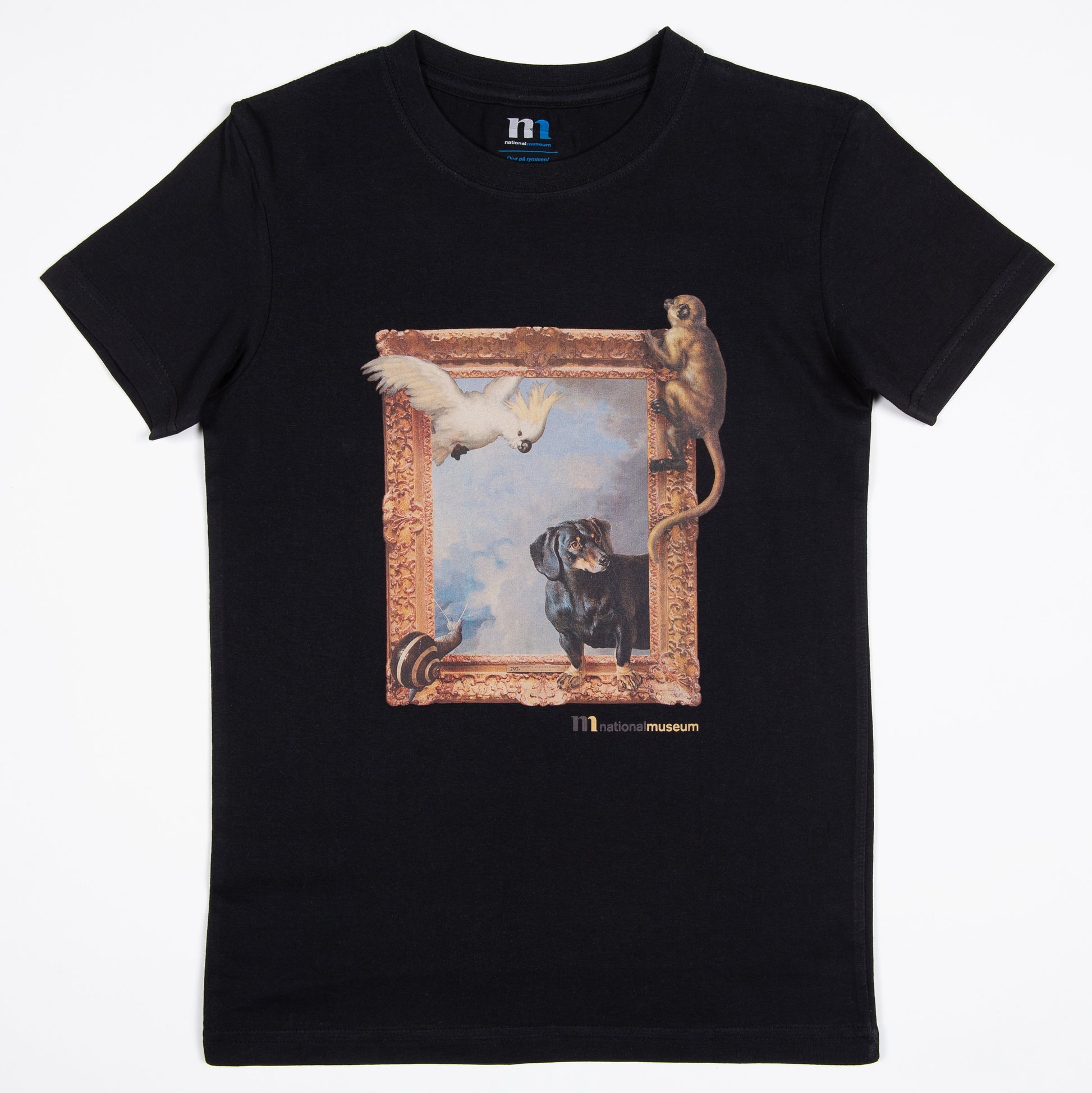 Svart t-shirt för barn med motiv av Djur på rymmen