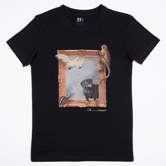 Svart t-shirt för barn med motiv av Djur på rymmen