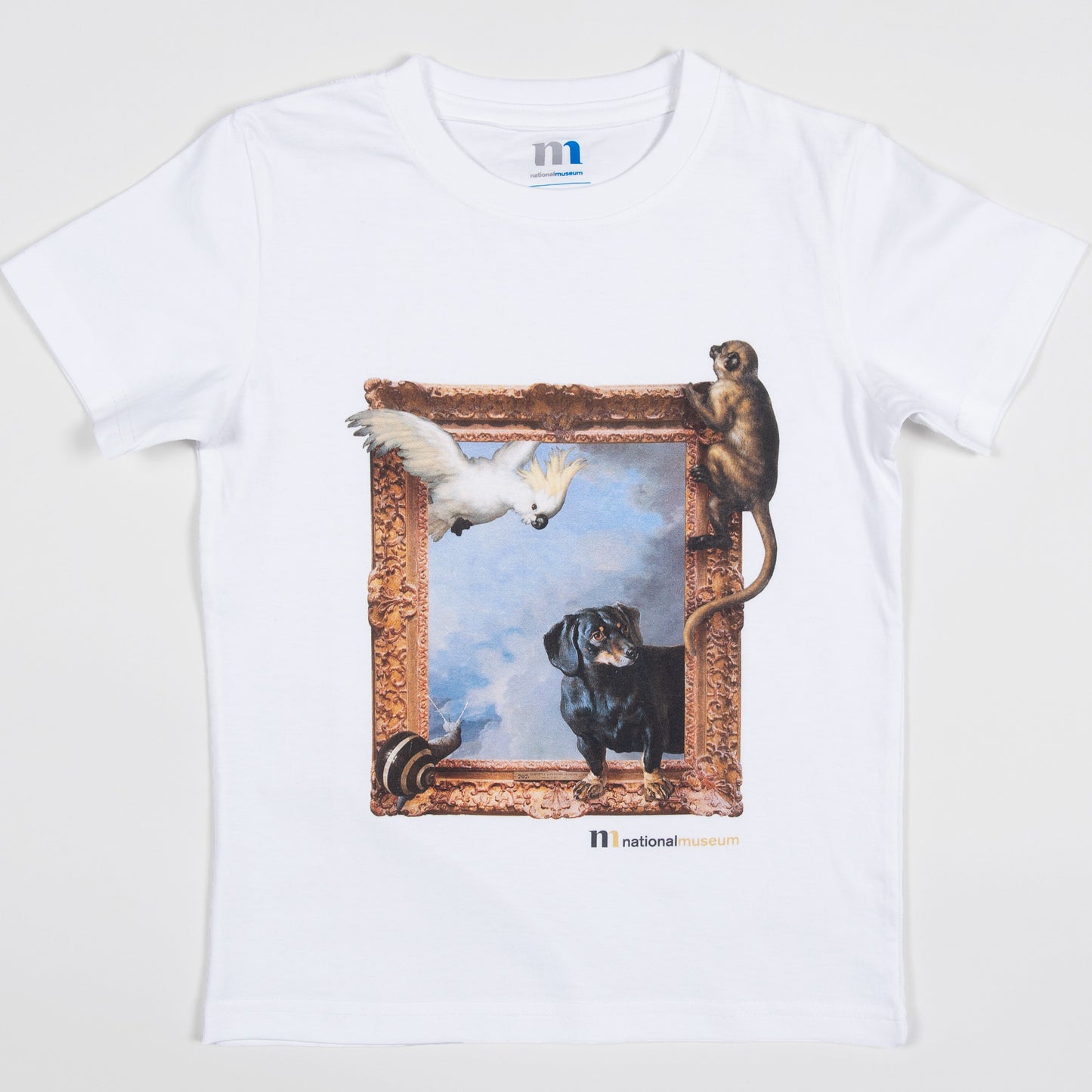 Vit t-shirt för barn med motiv av Djur på rymmen