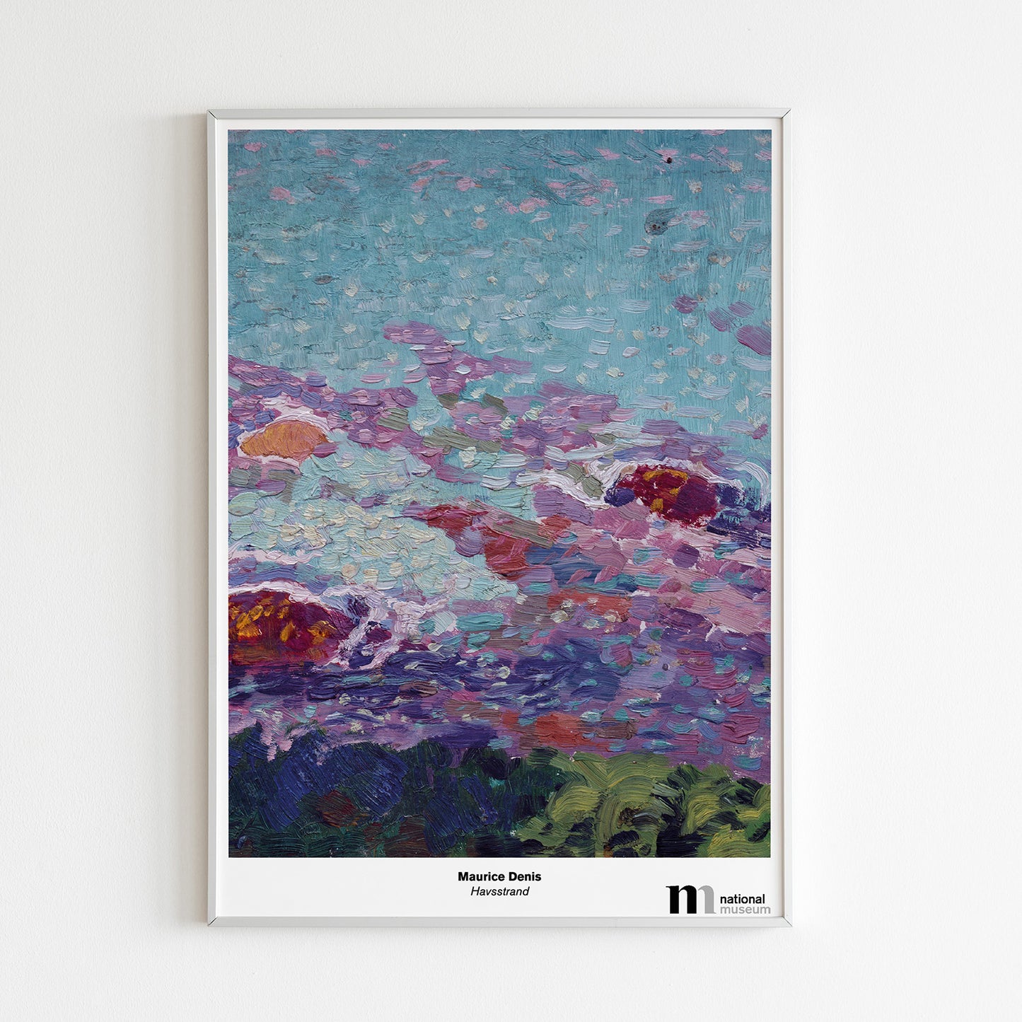 Poster med motivet Havsstrand från Nationalmuseum i vit ram