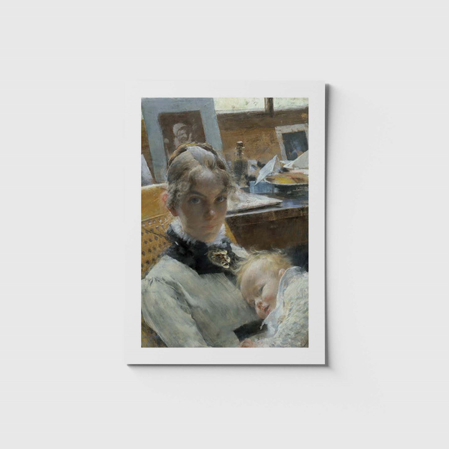 stort vykort med Carl Larssons "Ateljéidyll"