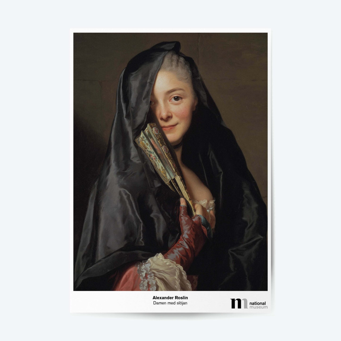 rektangulär poster med motiv av alexander roslins målning damen med slöjan